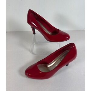 Comfort Plus by Predictions Womens Red Patent Pointed Toe Heels Size 7 Slip On